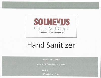 Package Label (Solnexus 275 Gal Tote)